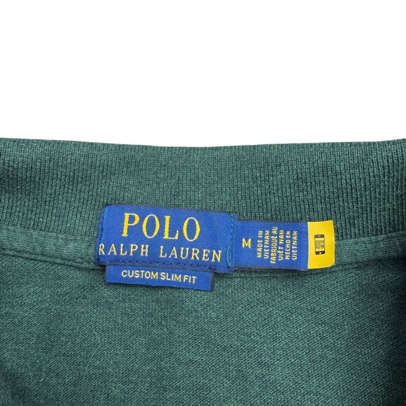 NEW $115 Polo Ralph Lauren Men's Custom Slim Fit D. Green LS Polo Shirt, Size M - Picture 6 of 8